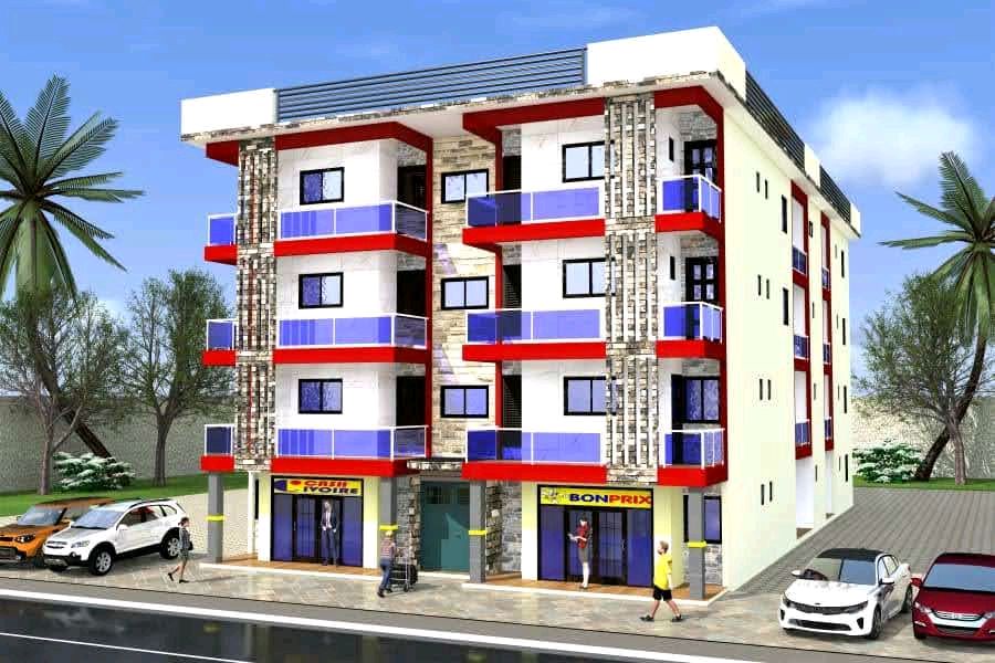 Perspective 3D d'un immeuble moderne